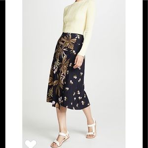 Vince Mixed Print Tropical Midi skirt Sz 6  $295